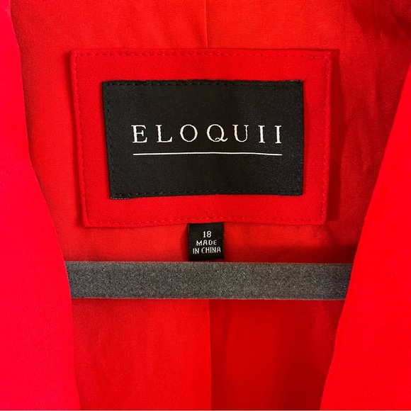 Eloquii Blazer Red Single Button Bell Split Sleeve Shawl Collar Sz 18 EUC - Picture 4 of 11